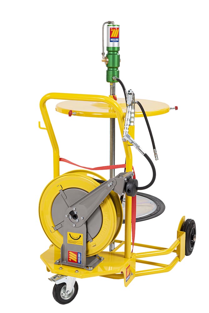 013-1122-000 Pneum. vetpomp op kar 180-220kg, 60:1 + haspel -  3-wielig