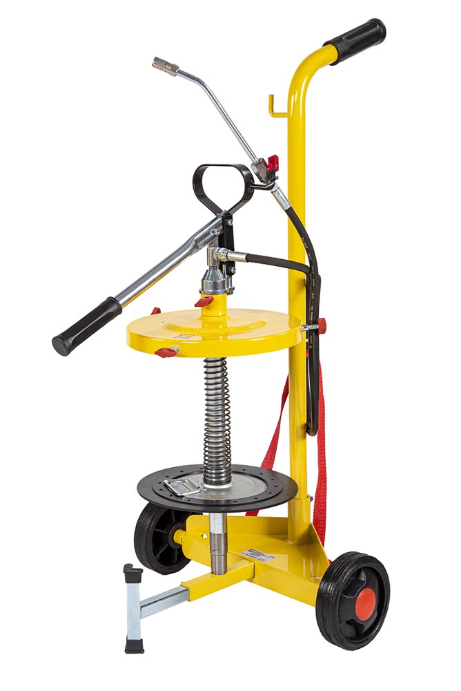 016-1145-C15 Handmatige hogedruk vetpomp met vatdeksel en kar, 15kg