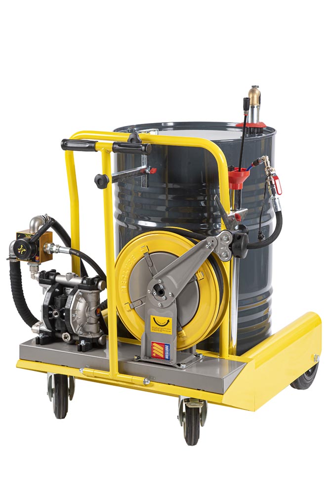 042-1510-110 Mobiele Olie Overhevelunit met pneu. Pomp + haspel 10m